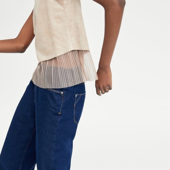 CONTRASTING FAUX SUEDE TOP ZARA - Picture 3 of 6